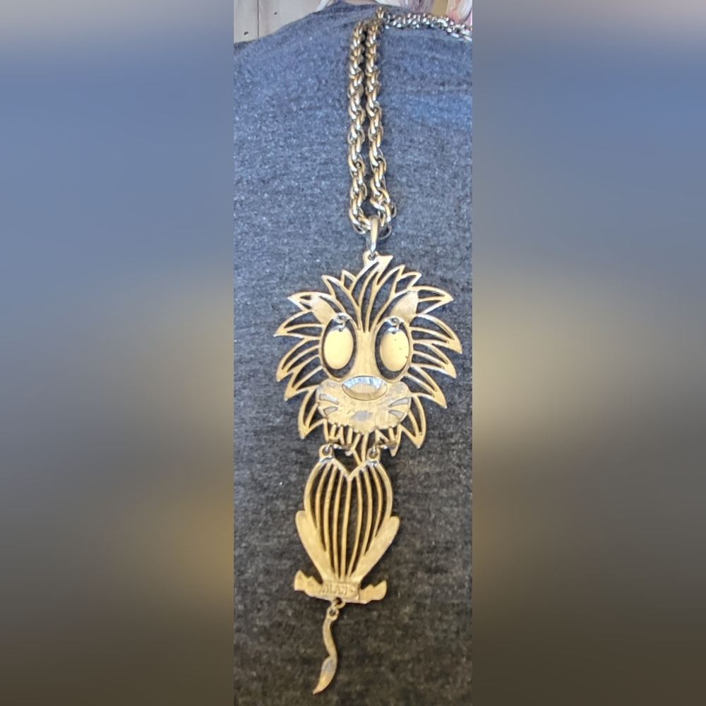 Vintage Goldtone Lion Pendant By Alan